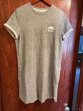 Roots Gray Short Sleeve Sweatshirt Dress with Rolled Cuffs